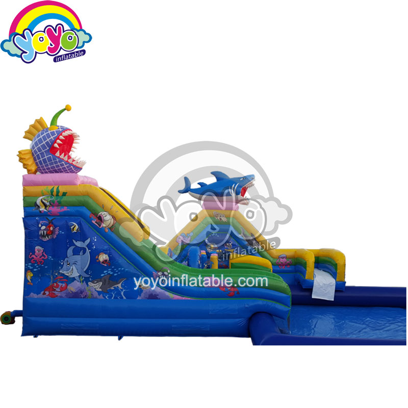 Piranha and Shark Inflatable Water Slide With pool YWSL-16028 (2)