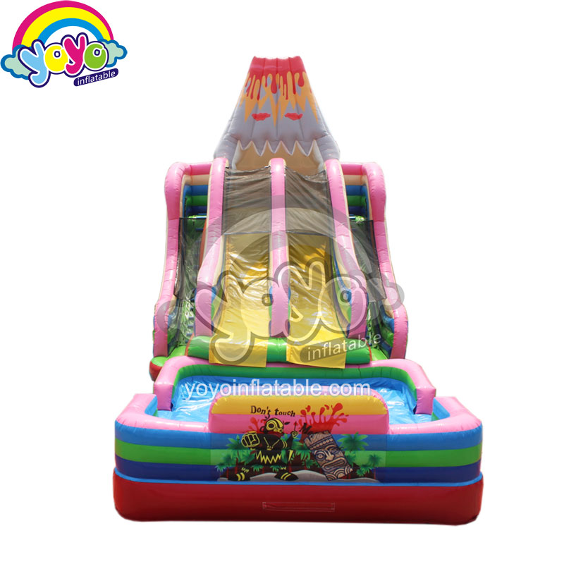 YY-DSL18003 (2) 27' H Volcano Inflatable Dual Slide with Pool YY-DSL18003