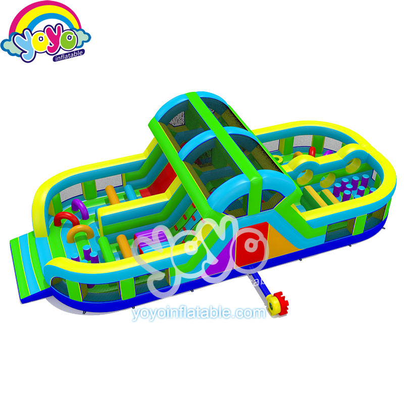 YY-NOB2128-A (1) Light Green Yellow Inflatable Obstacle Course YY-NOB2128-A