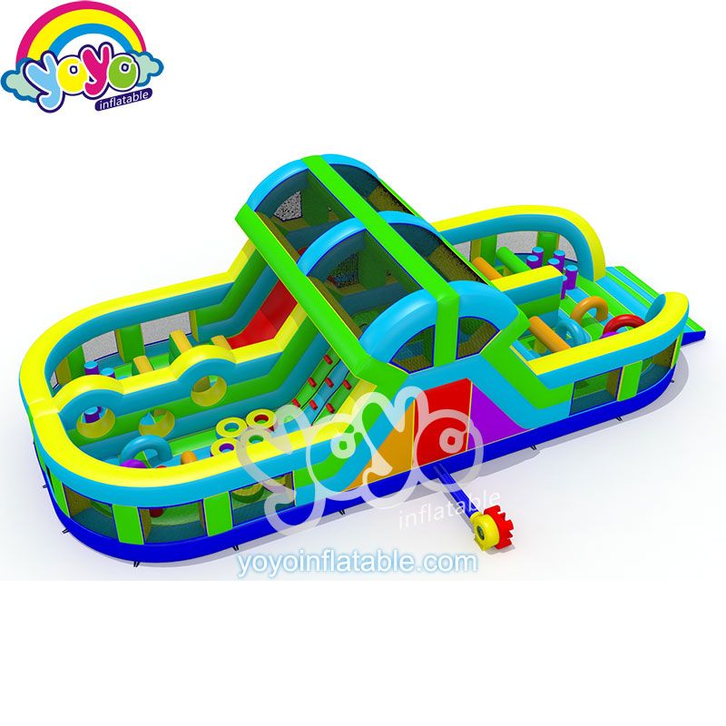 YY-NOB2128-A (2) Light Green Yellow Inflatable Obstacle Course YY-NOB2128-A