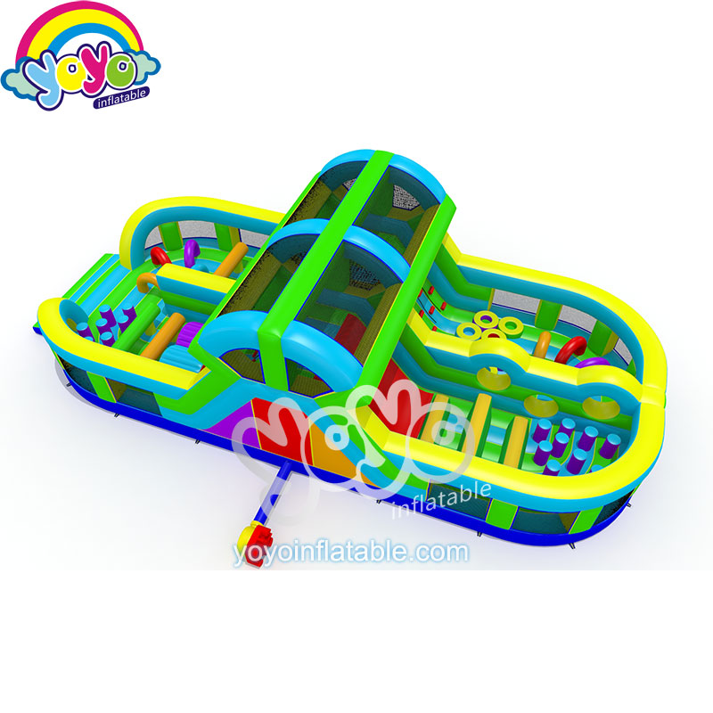 YY-NOB2128-A (3) Light Green Yellow Inflatable Obstacle Course YY-NOB2128-A