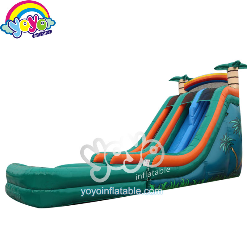 YY-WSL140041 (2) 22ft H Dual Plam Tree Inflatable Water Slide YY-WSL140041