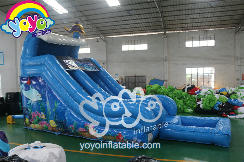 YY-WSL16048 (2) 16ft H Dolphin Inflatable Single Water Slide YY-WSL16048
