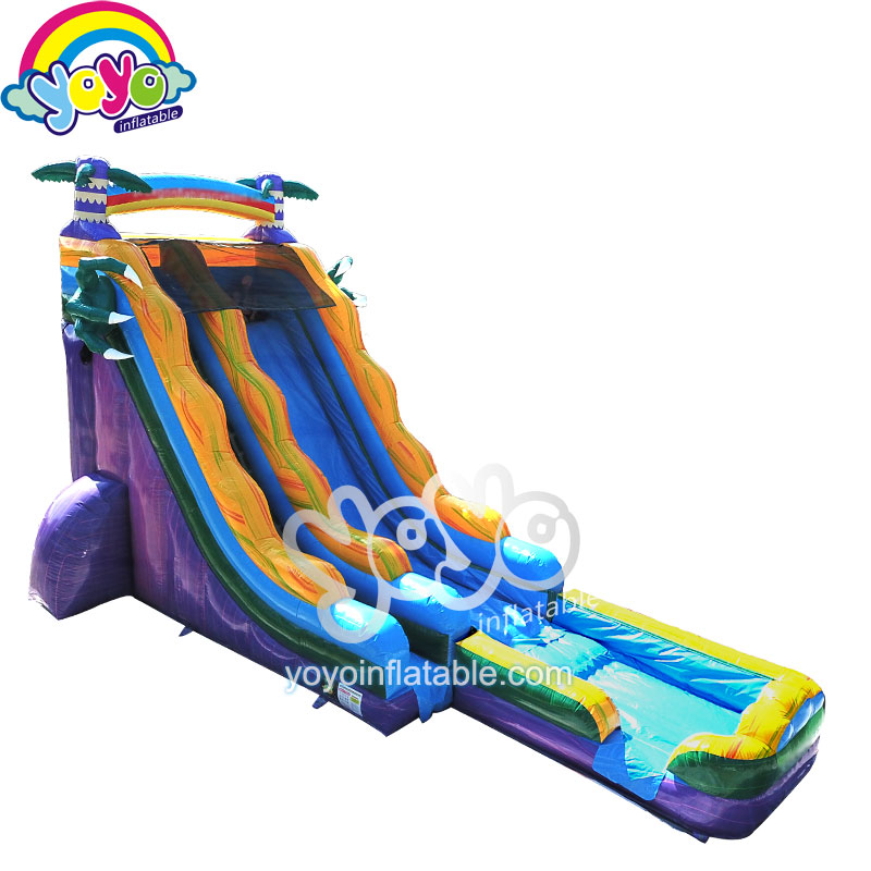 Dinosaur Single Lane Marble Tropical Water Slip and Slide (1)