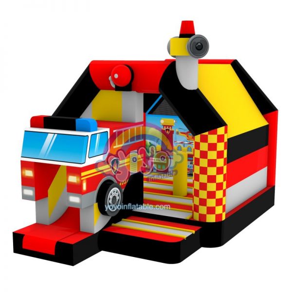 Fire Truck Small Inflatable Bounce House Slide Combo YY-CO260686-D (1)