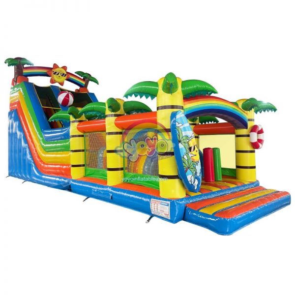 Beach Themed Inflatable Slide Obstacle Course Bounce House YY-OB260853 (1)