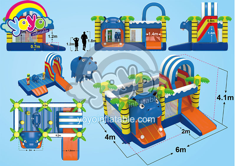 20ft Inflatable Coconut and Hippo Combo YCO-2003