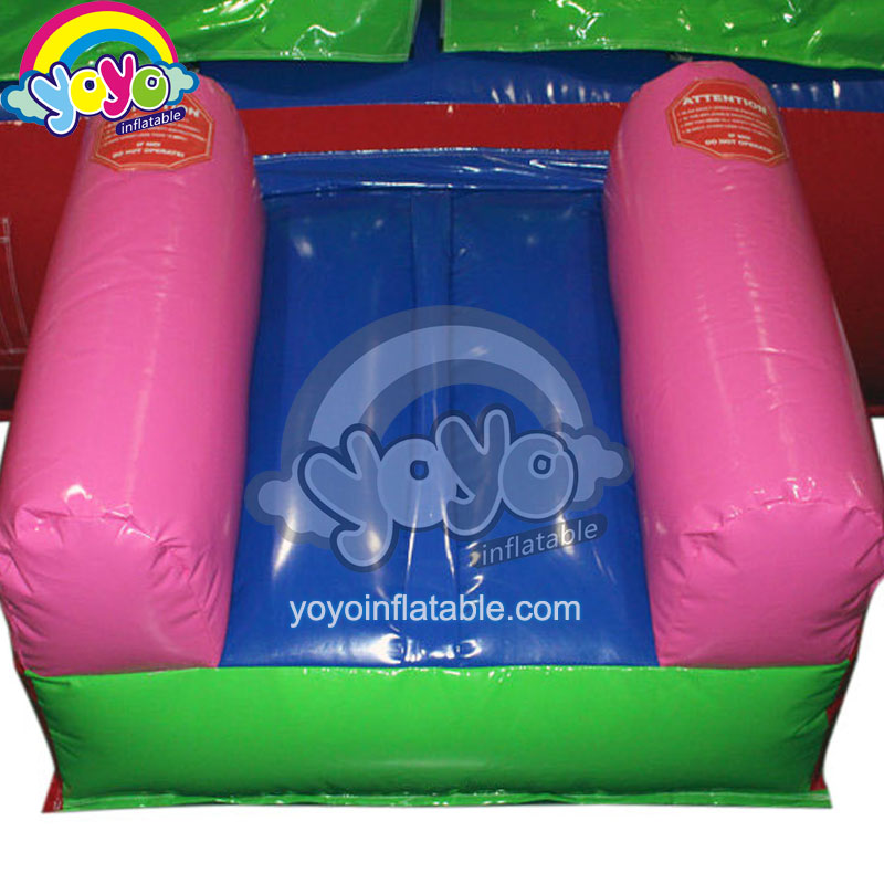 14ft Pink, Green and Yellow Inflatable Modular Rainbow Bounce House with Stair Entrance YBO-15068