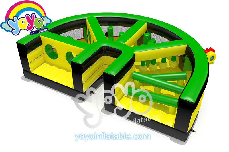 Green Yellow U-shaped Inflatable Obstacle Course YY-NOB2121