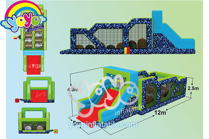 Camouflage Rollers Inflatable Obstacle Course YY-NOB2125