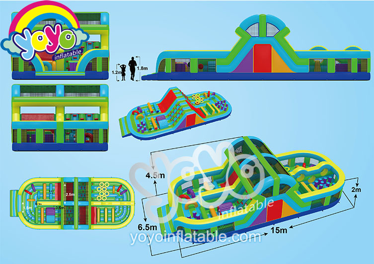 Light Green Yellow Inflatable Obstacle Course YY-NOB2128-A