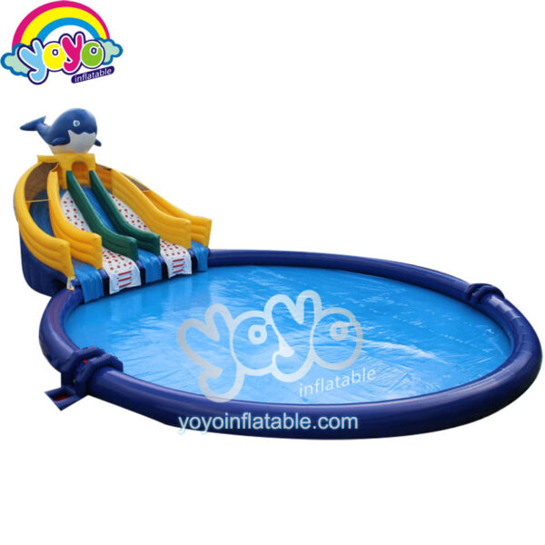 30ft Whale Triple Lanes Inflatable Water Slide YY-WSL15014