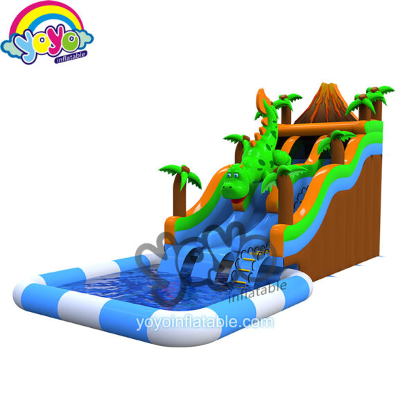 Big Volcano Dinosaur Double Slide Water Slide YY-WSL202101 (1)