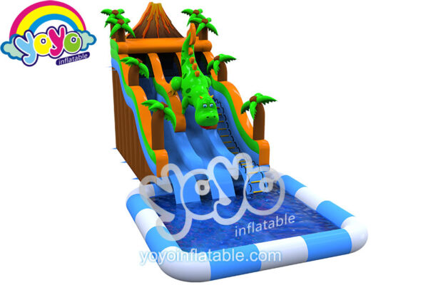 Big Volcano Dinosaur Double Slide Water Slide YY-WSL202101 (2)
