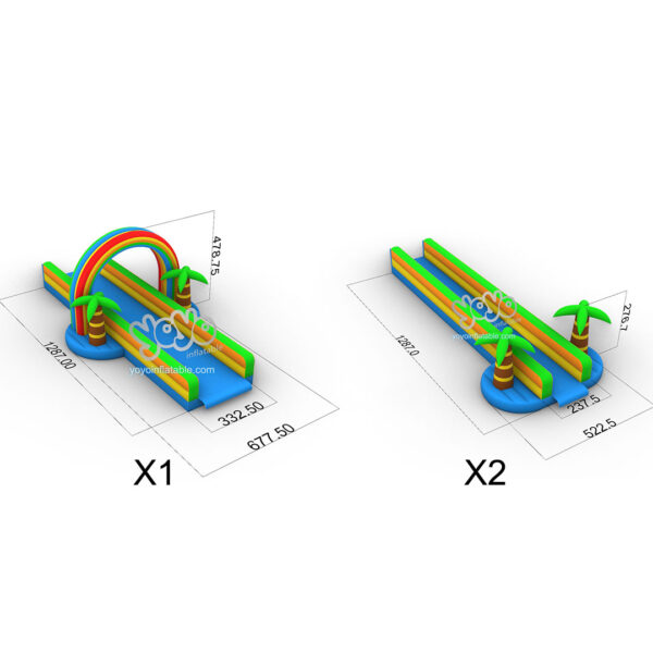 Seaside Palm Inflatable Triple Lanes Water Slide YY-WSL23020 (4)