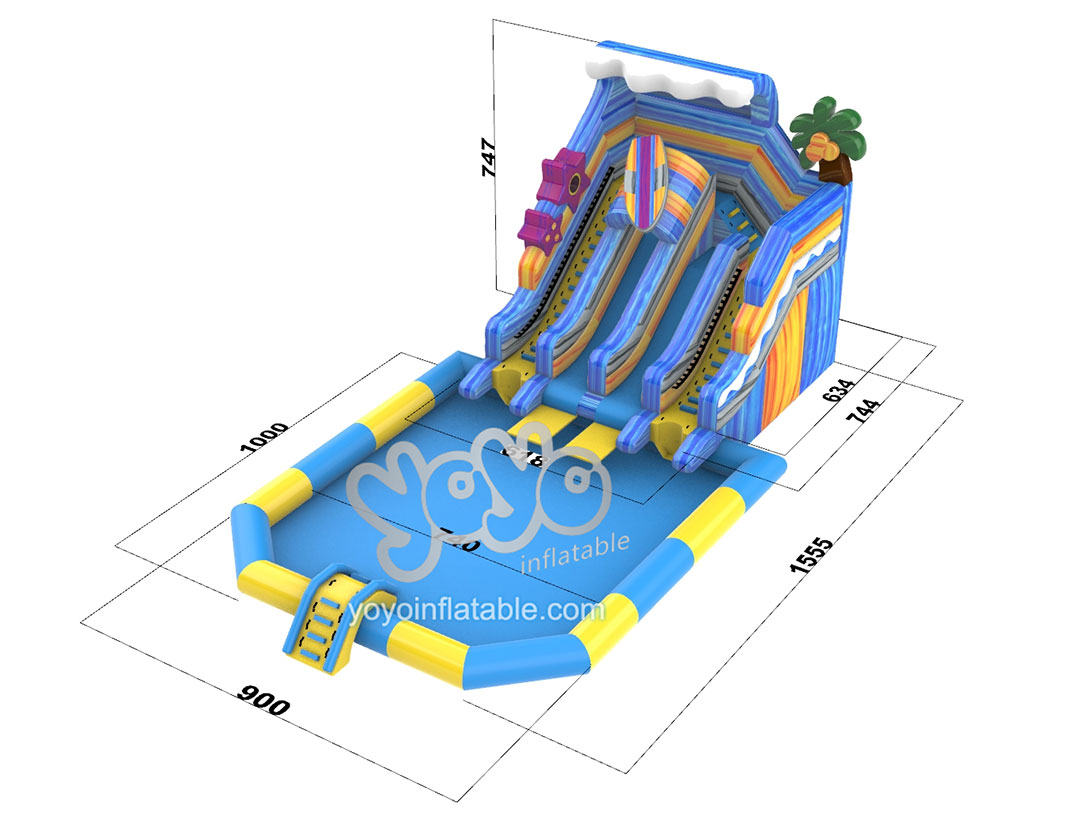 Beach Coconut Tree Inflatable Water Slide with Pool YY-WSL23064 5