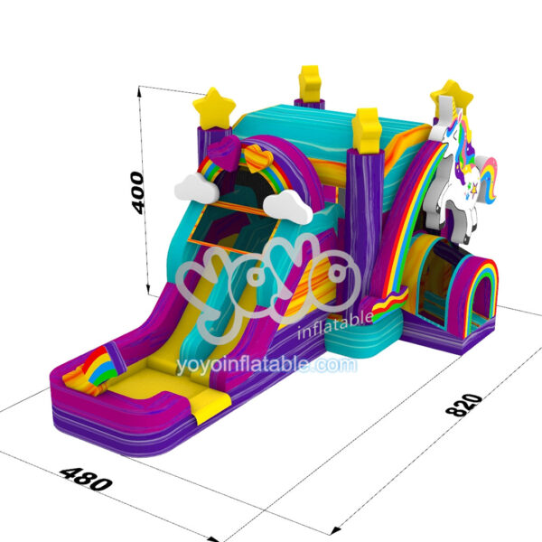 Unicorn Wet Dry Bounce House Slide Combo YY-WCO23086-B 1